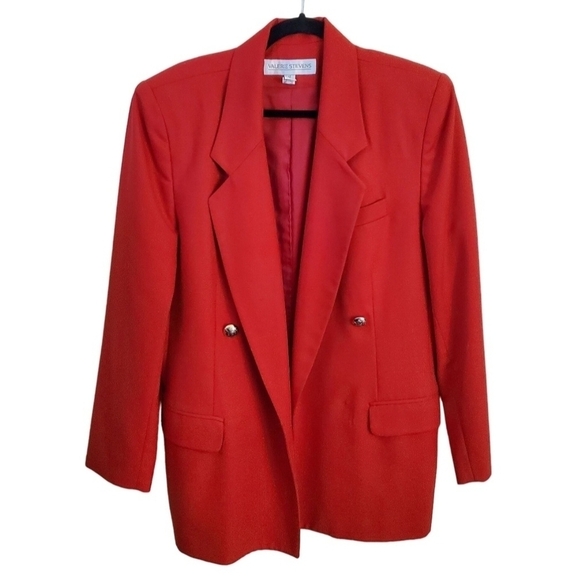 Valerie Stevens Jackets & Blazers - Valerie Stevens Vintage Red Wool Double Breasted Blazer Size 12